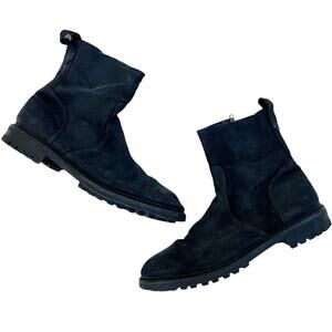 Allen Edmonds Black Suede Leather Lug Sole Side Zip Boots Size 9.5D